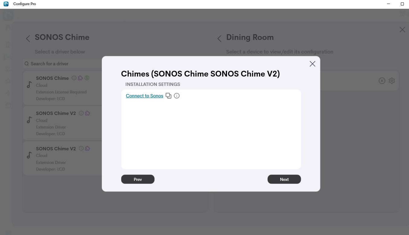 The Connect to Sonos step of the setup wizard