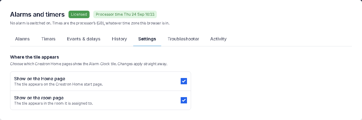 The Settings tab: where the tile appears